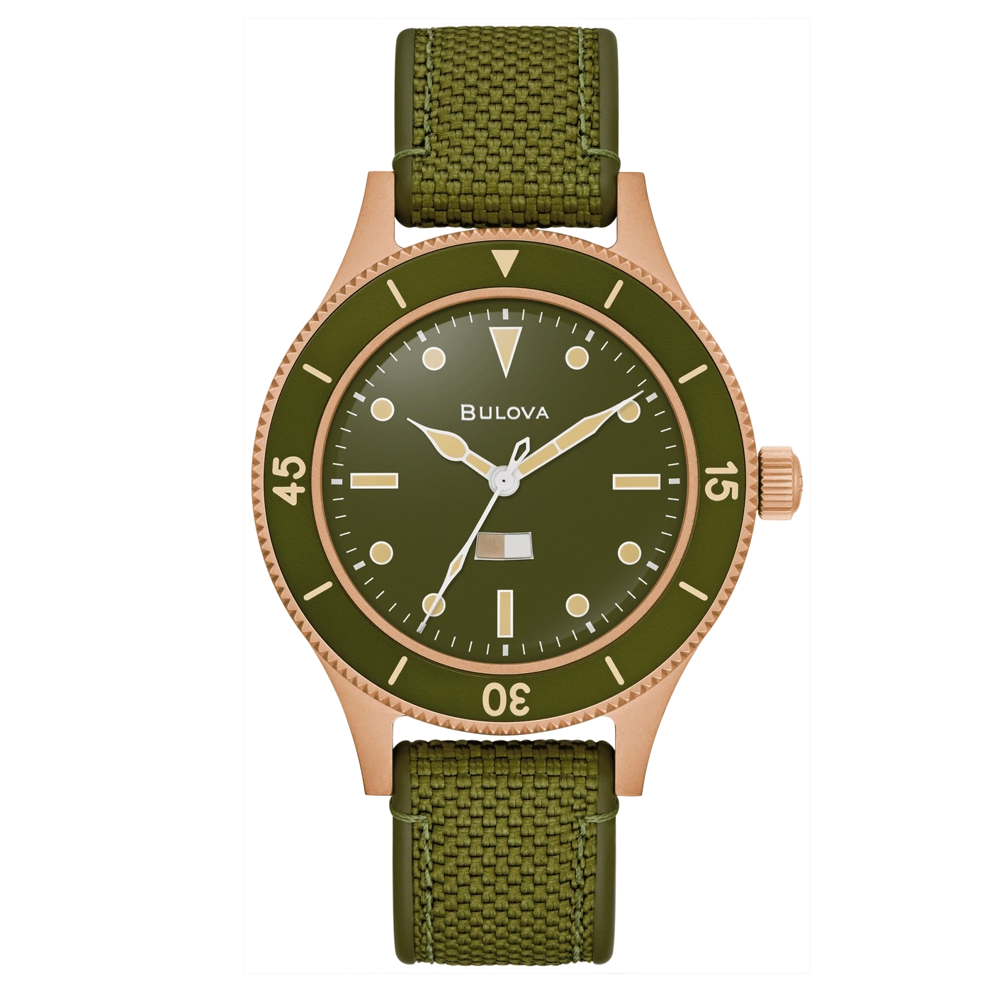 98A324 Herenhorloge Cordura®-nylon groen Ø  41 mm
