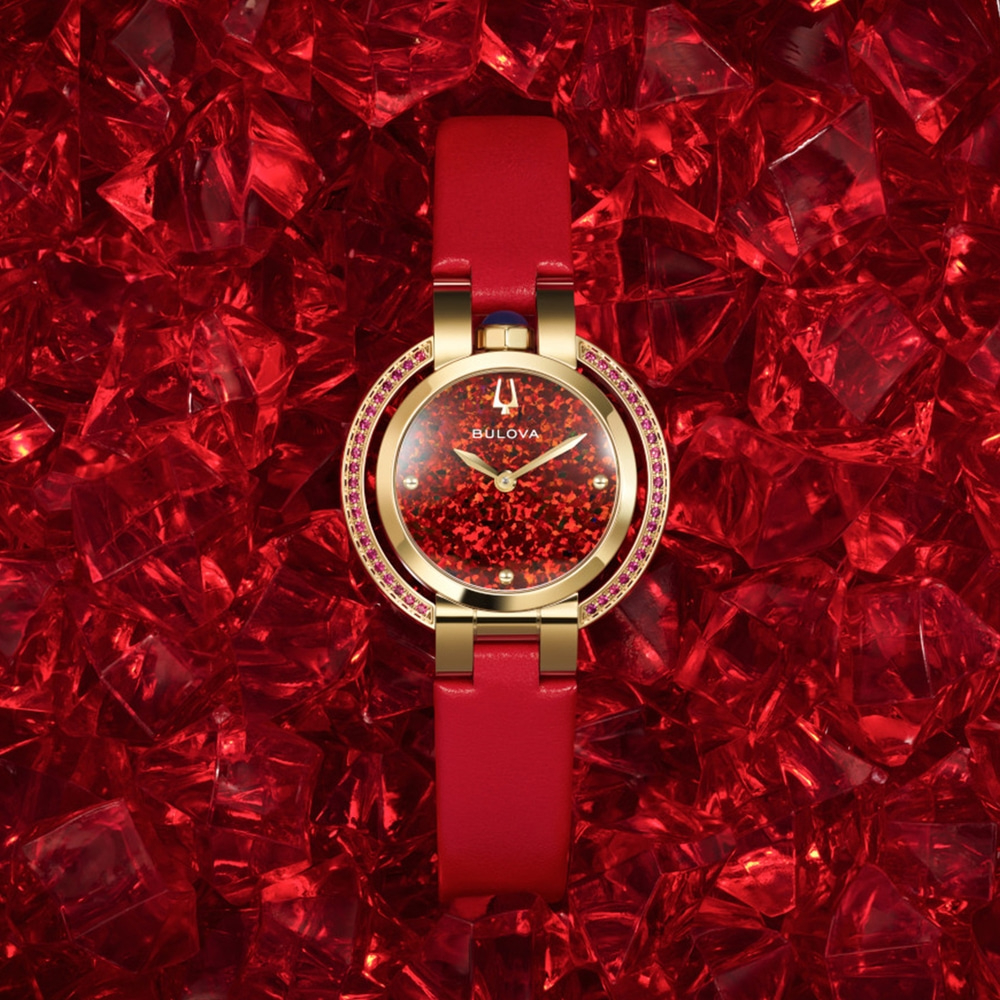 97R105 Dameshorloge leer rood Ø 30,5 mm