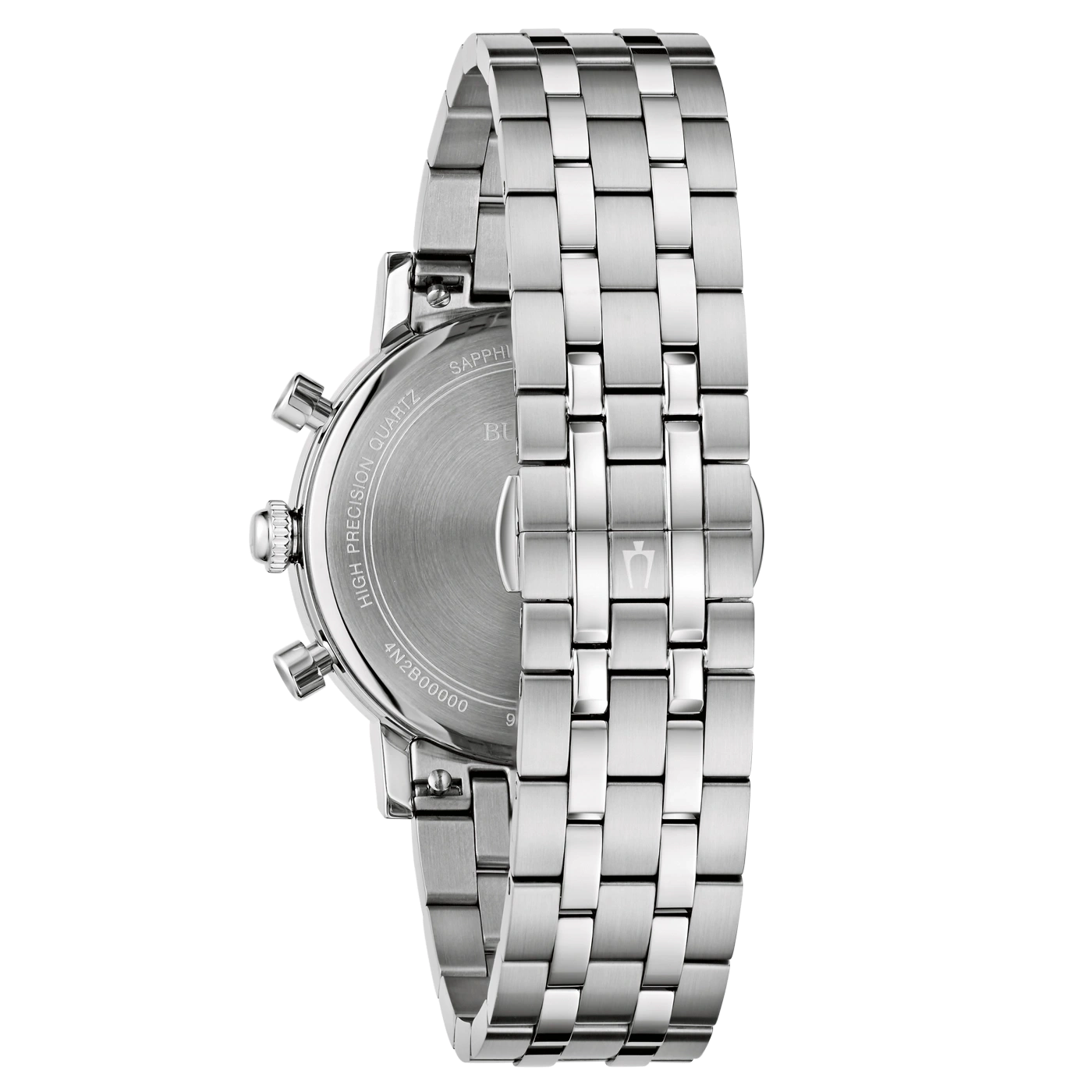 Horloge met metalen band, close-up, detailopname, zilverkleurig, glanzend, elegant