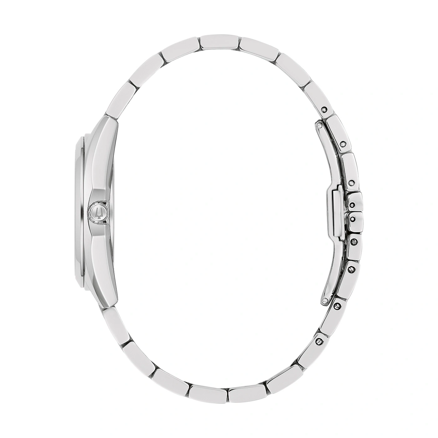 Zilveren horloge met armband, zijaanzicht, elegant en stijlvol, accessoire