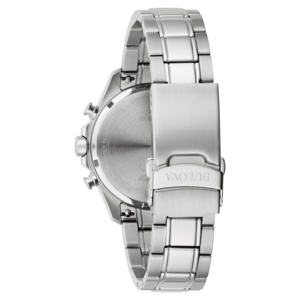 Horloge, achterkant, metalen band, Bulova, waterdicht, saffierglas, chronograaf, roestvrij staal