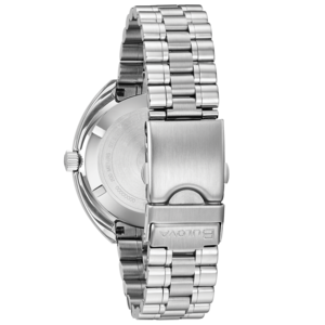 Bulova horloge, roestvrijstalen band, detailopname, close-up, zilver, horlogeband