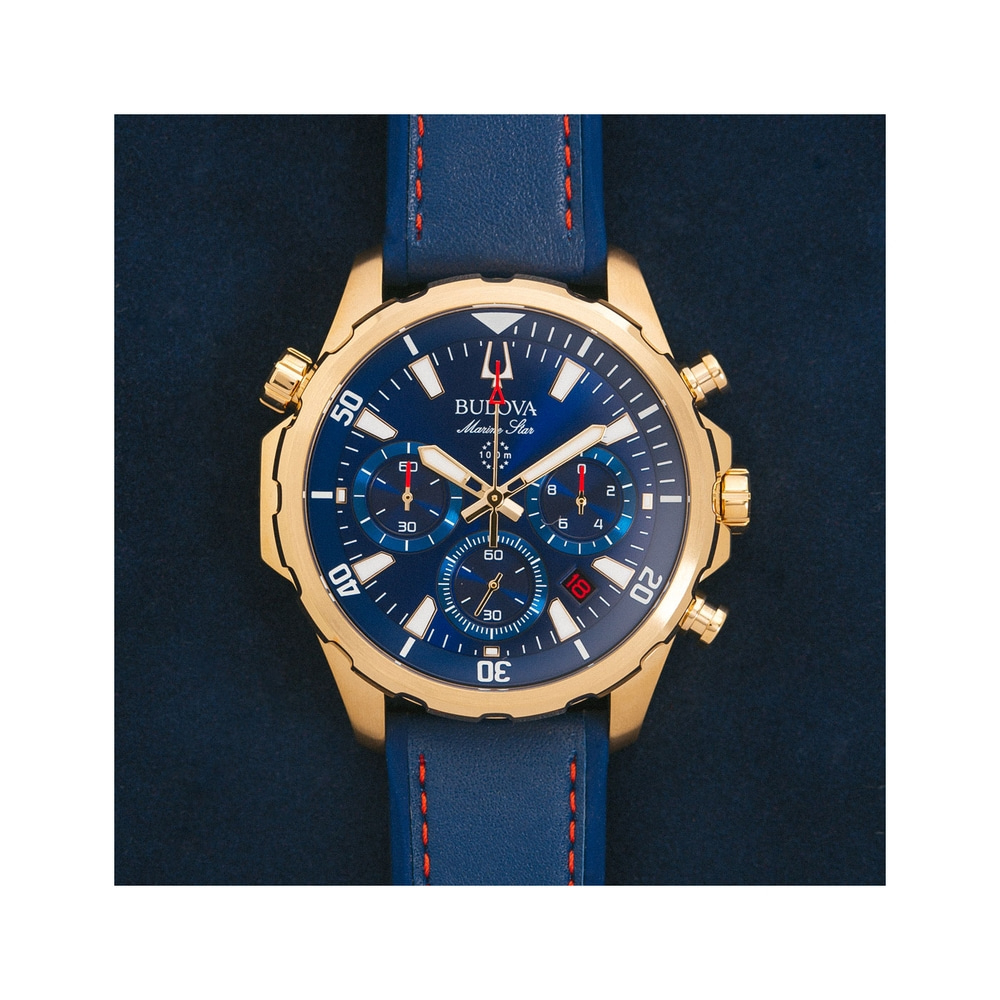97B168 Herenhorloge leer blauw Ø 43 mm