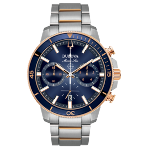 Bulova Marine Star horloge met blauwe wijzerplaat en gouden accenten