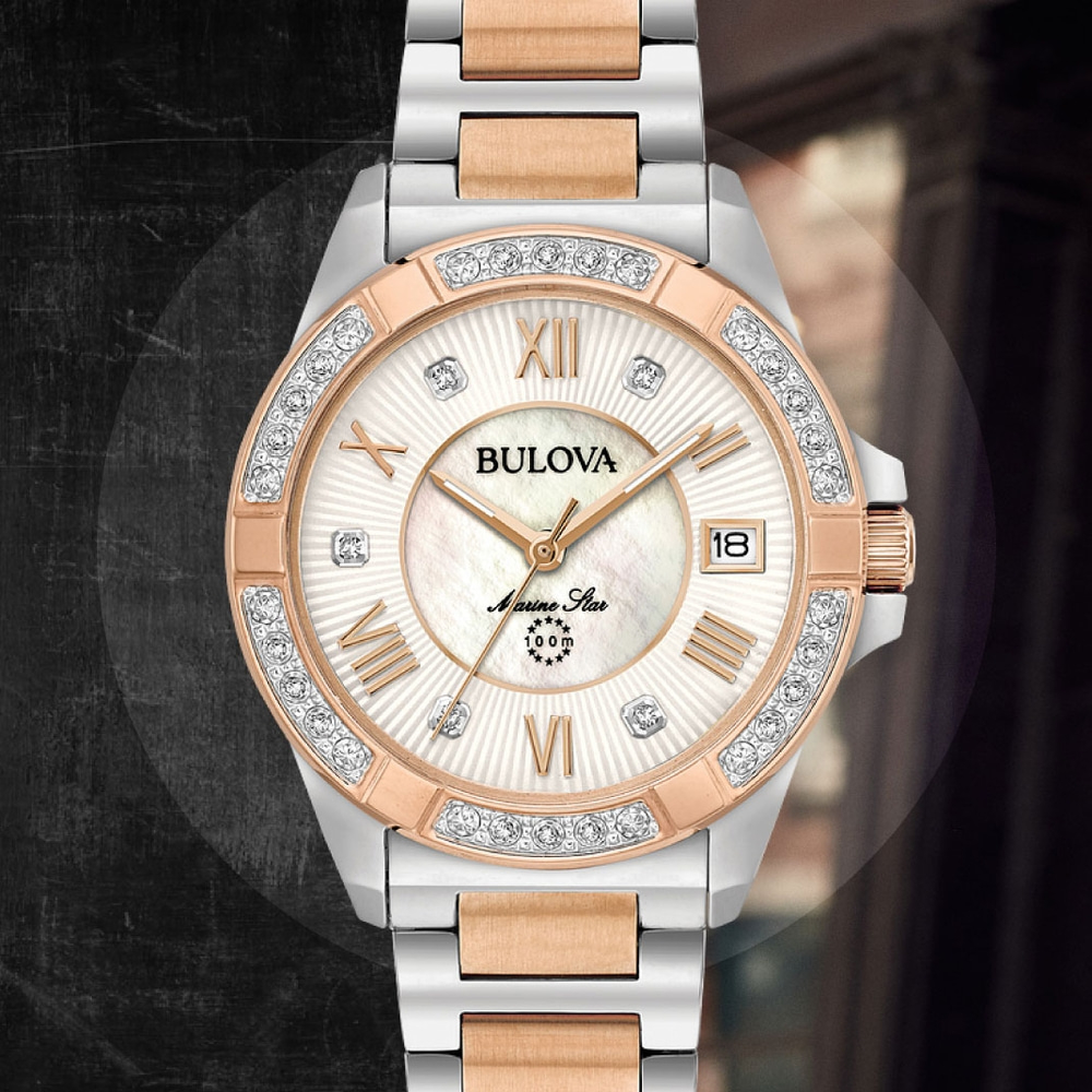 98R234 Dameshorloge roestvrij staal parelmoer Ø 32 mm