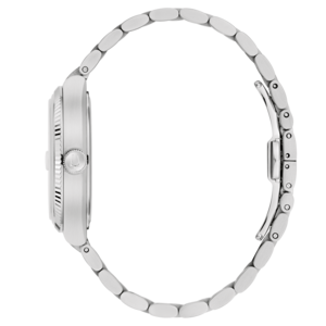 Horloge, zilveren armband, detailopname, zijaanzicht, elegant ontwerp, accessoire, mode