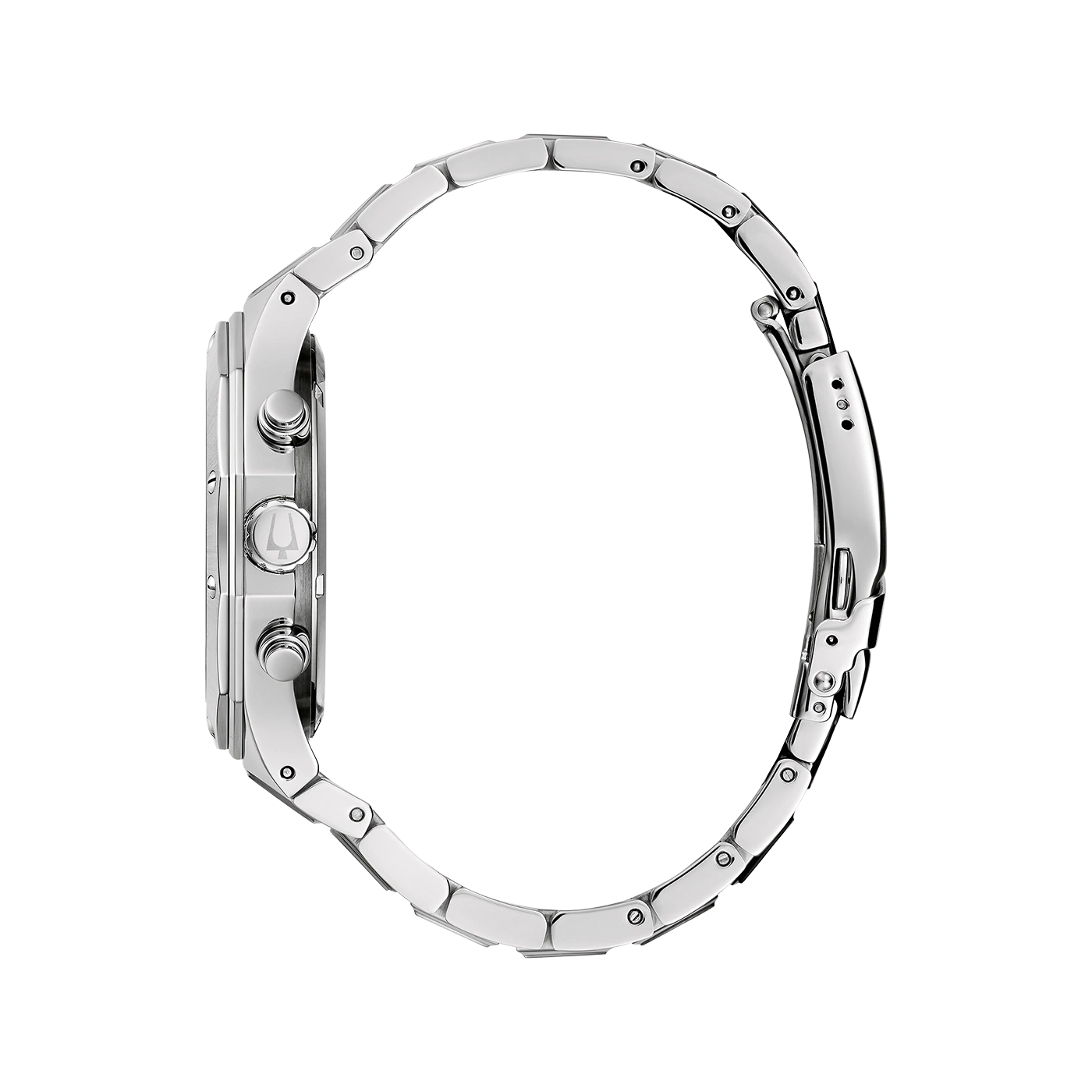 Zilveren horloge met armband, zijaanzicht, detailopname, elegant, modern