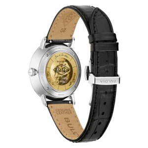 Bulova horloge, achterkant, leren band, Rat Pack, Limited Edition, roestvrij staal