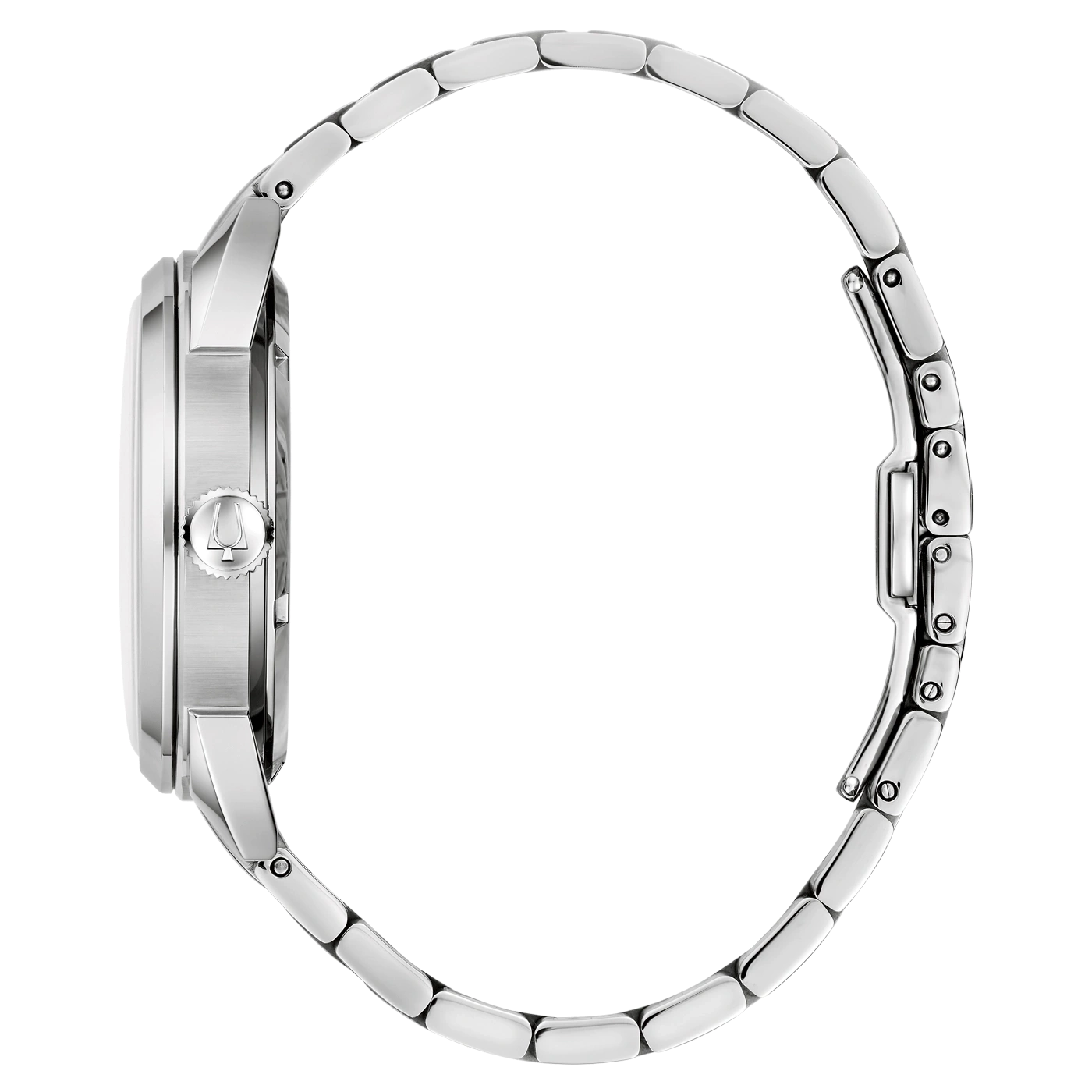 Zilveren horloge met armband, zijaanzicht, detailopname, glanzend, elegant, accessoire