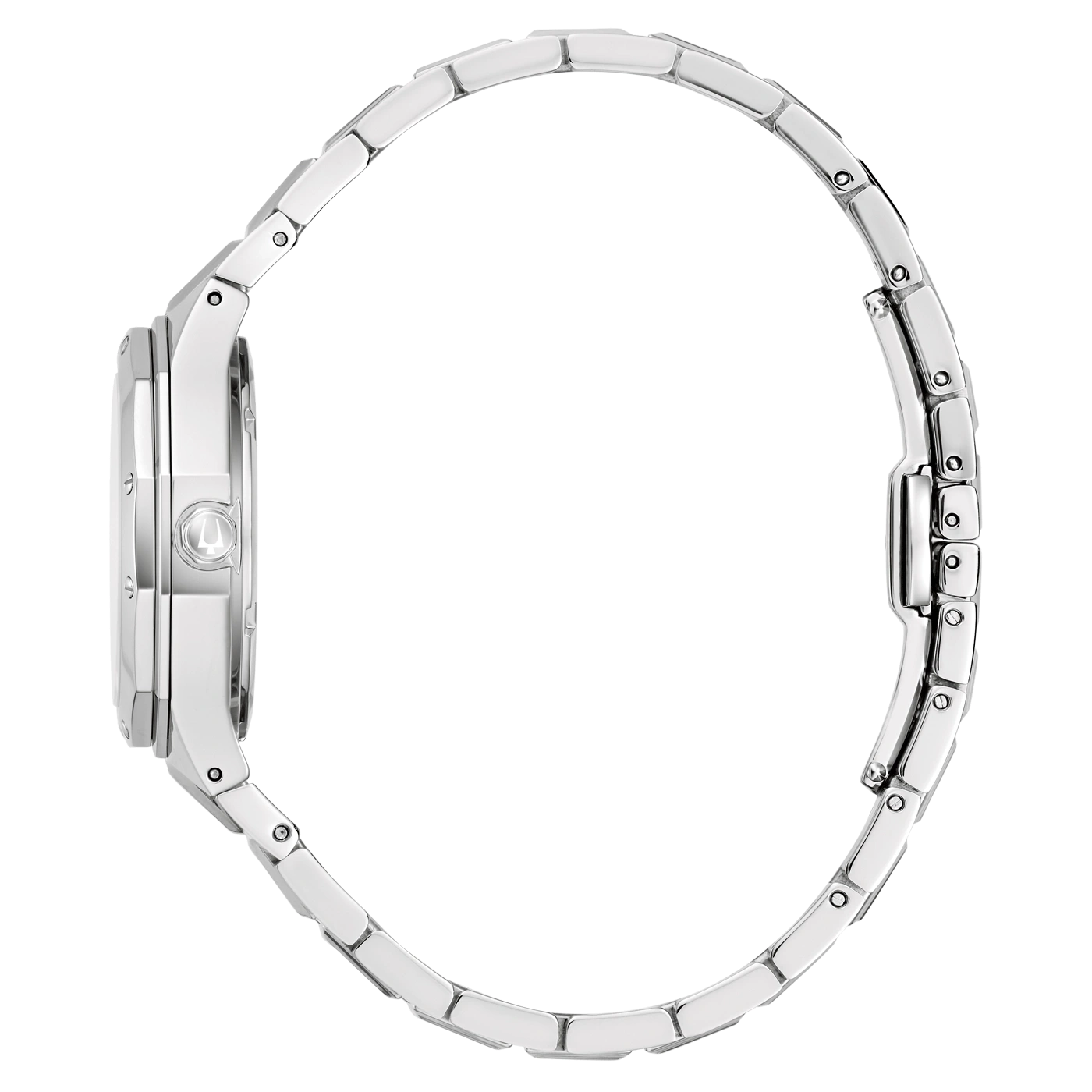 Zilveren horloge met armband, zijaanzicht, elegant ontwerp, accessoire, mode, sieraden, tijdmeting.